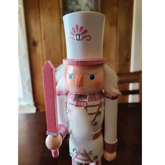 Pink Nutcracker Soldier Christmas Decor Holiday Xmas Decoration Wooden Statue - Picture 5 of 14